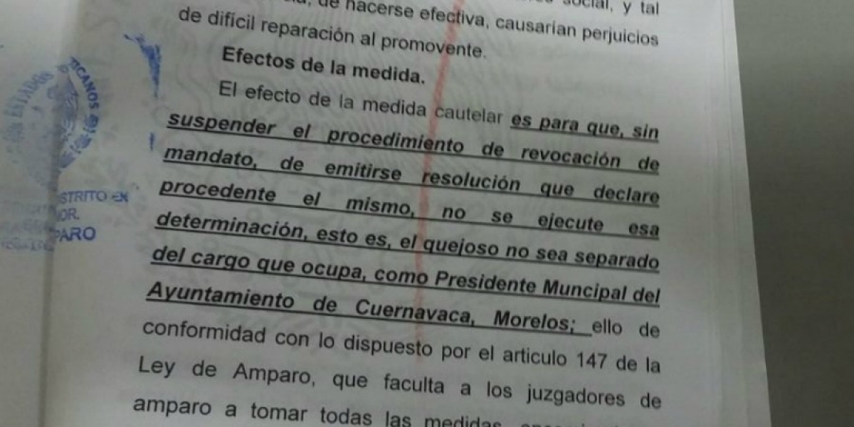 Conceden amparo al alcalde capitalino para no ser separado del cargo que ocupa
