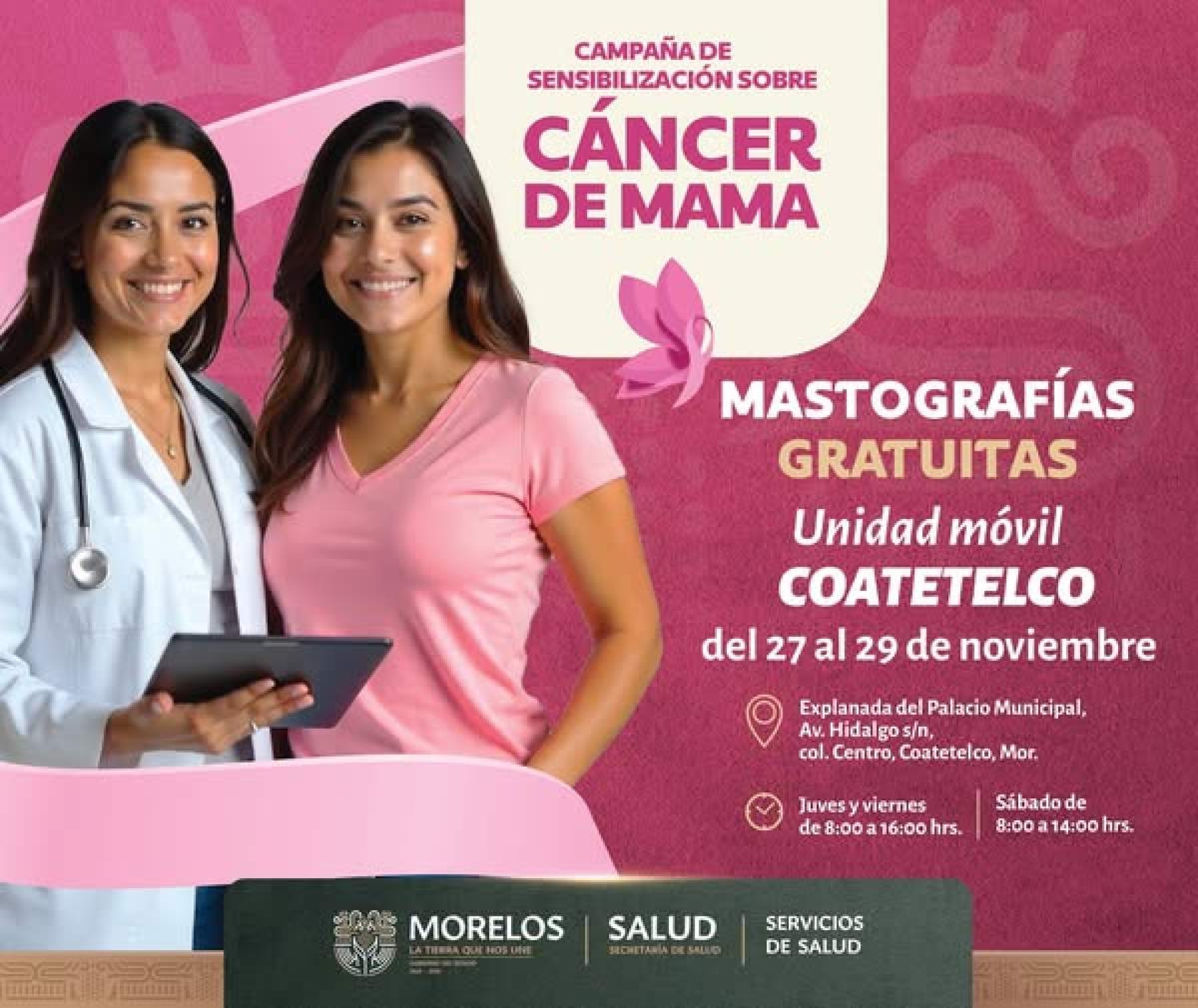 Realizarán los SSM jornada gratuita de mastografías en Coatetelco