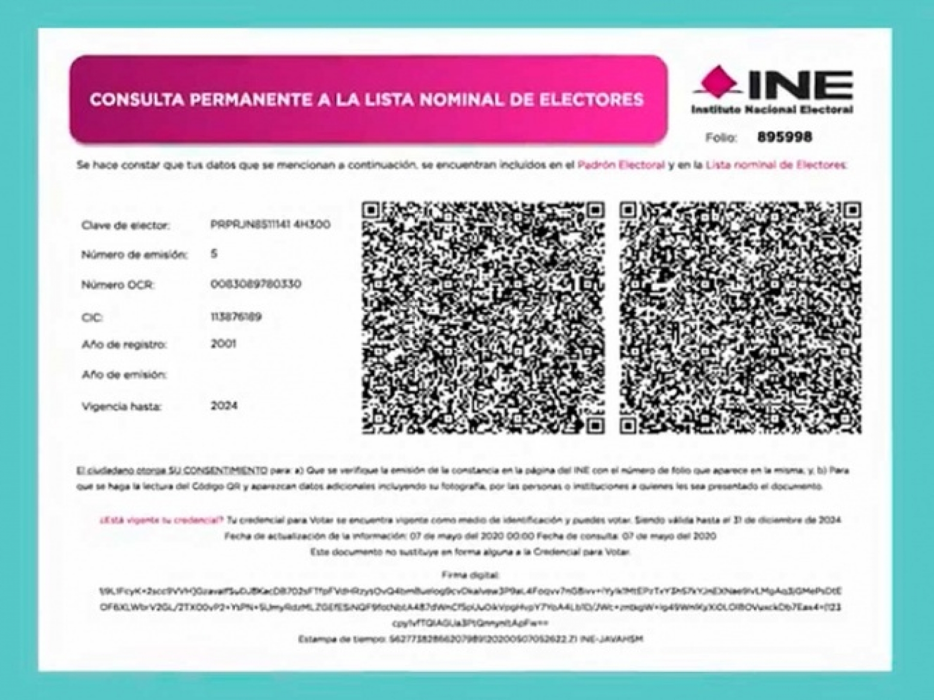 Inicia trámite de constancia digital del INE