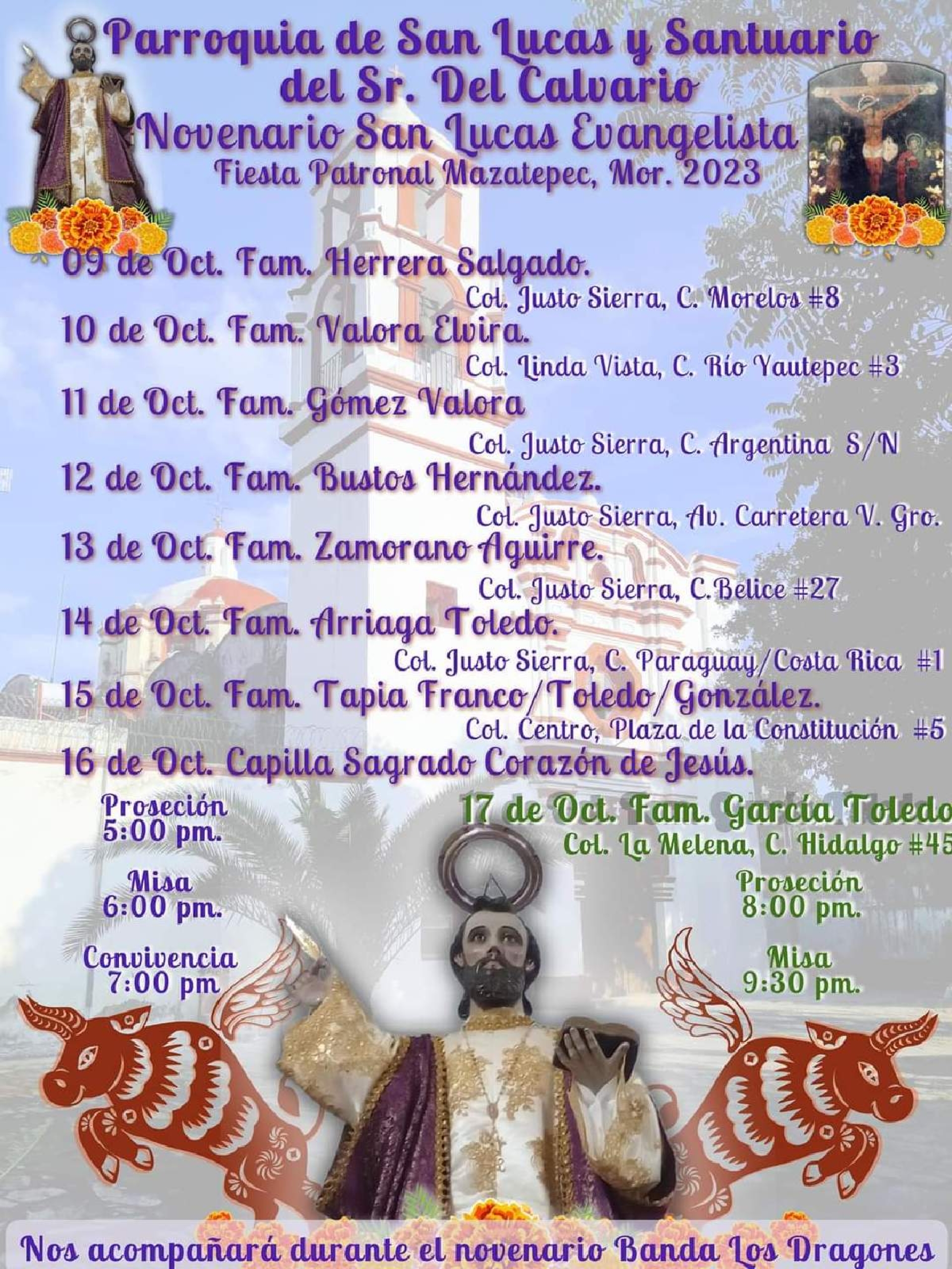 Anuncian la celebración a San Lucas Evangelista