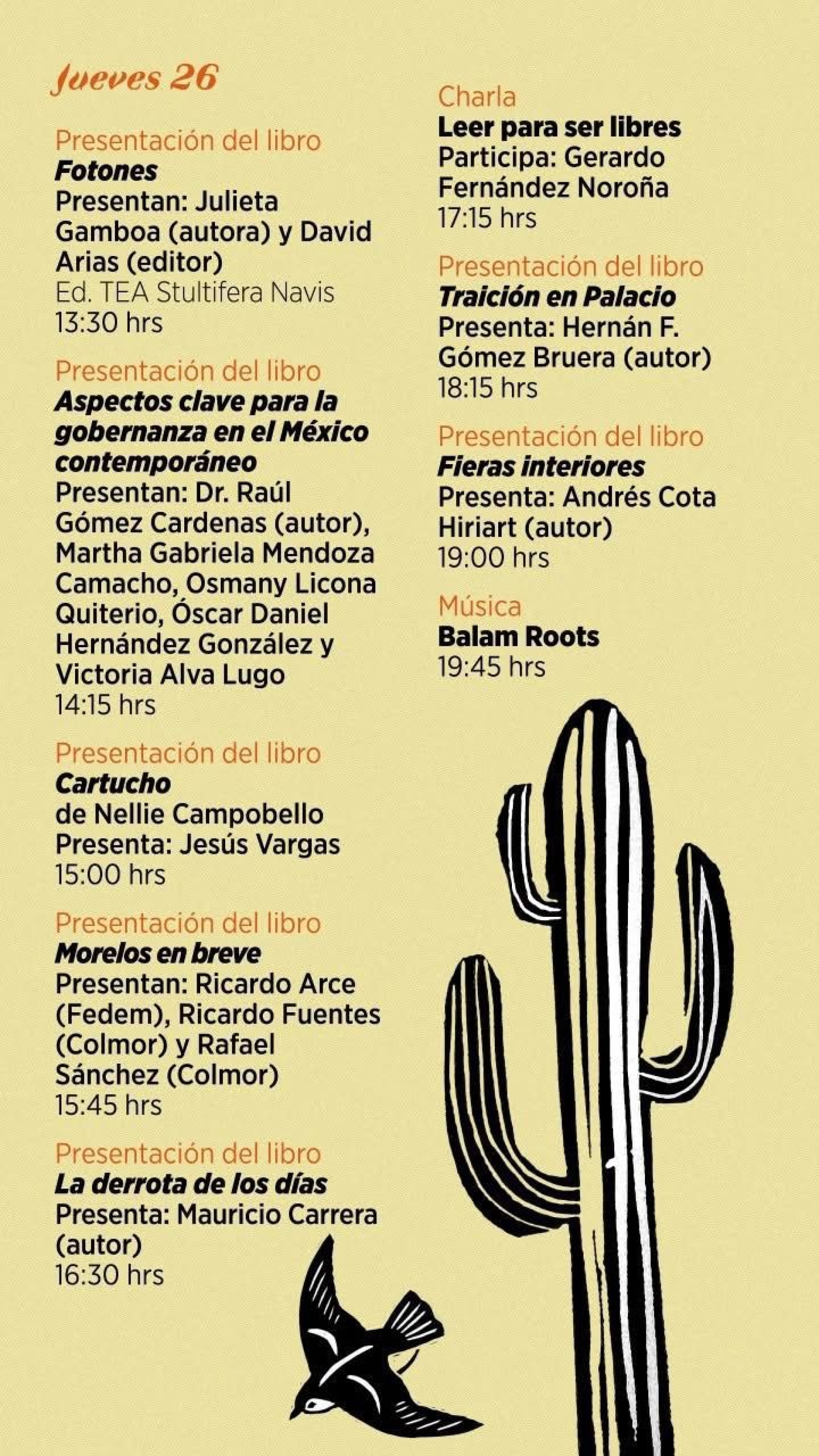 Invita Secretaría de Cultura a disfrutar la 'Feria del Libro Morelos 2026', en Cuernavaca