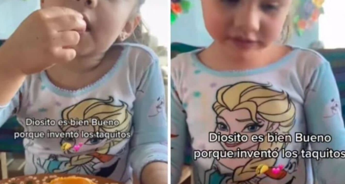 Niña agradece a Dios por inventar los taquitos